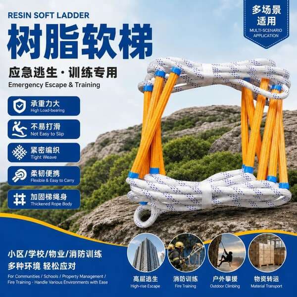 Resin Soft Ladder Emergency Community Lift and Rescue Rope for School Property Use, Fire Training Rope Ladder