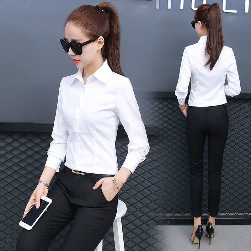 2026 Spring New Solid Color Women's Shirt Korean Style Slim Fit Women's Top Long Sleeve Single-Breasted Women's Shirt 2