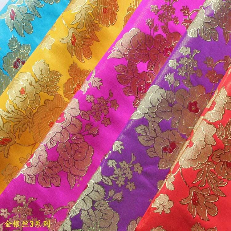 Thickened colorful gold and silver silk handbag cloth 150cm gold thread gold and silver leather fabric five-color brocade jacquard fabric 3