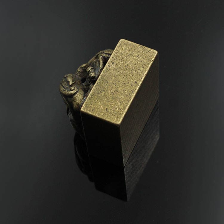 Brass solid Ruyi decoration vintage seal square seal DIY carving seal double Ruyi Dragon Ball 2
