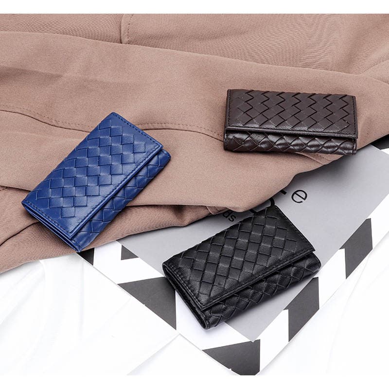 Wholesale Leather Woven Key Bag High Quality Sheepskin Multifunctional Simple Portable Unisex Key Buckle Bag 2