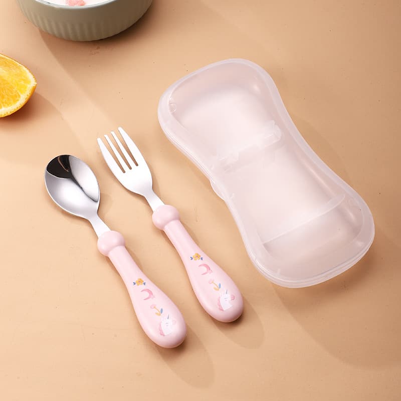 Pink fork and spoon set