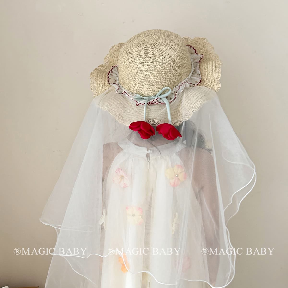 Floral white veil