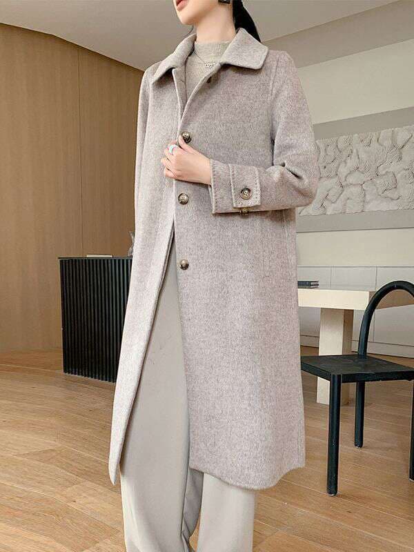 Camel Korean style double-sided cashmere woolen coat for women mid-length 2023 autumn and winter new high-end woolen coat for women 4