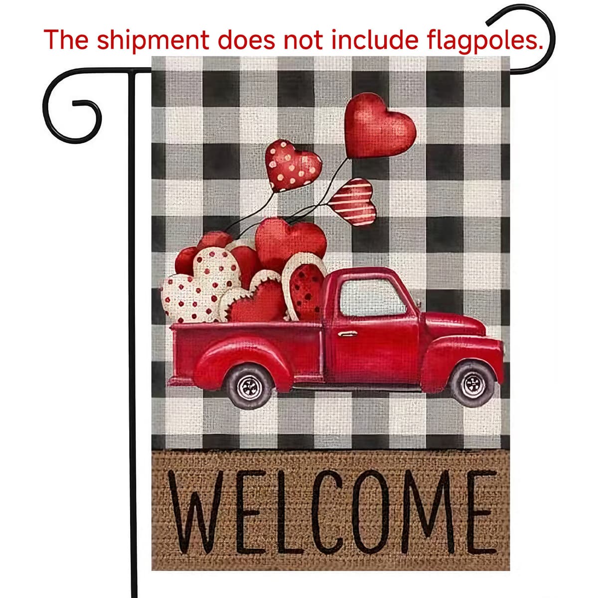Black and white checkered red car garden flag