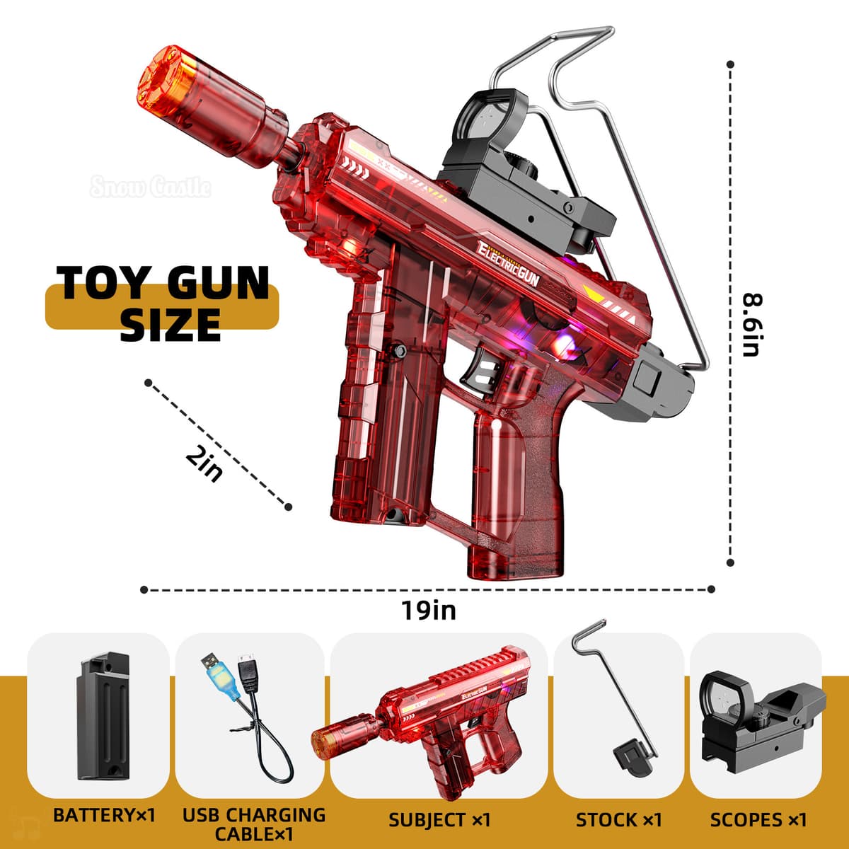 Uzi linkage spray version sound and light gun-transparent red (color box)