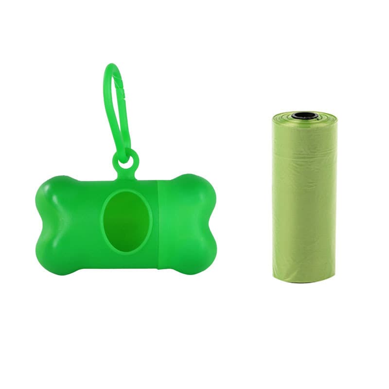 Green bone dispenser + standard green trash bags, 1 roll of 15 bags
