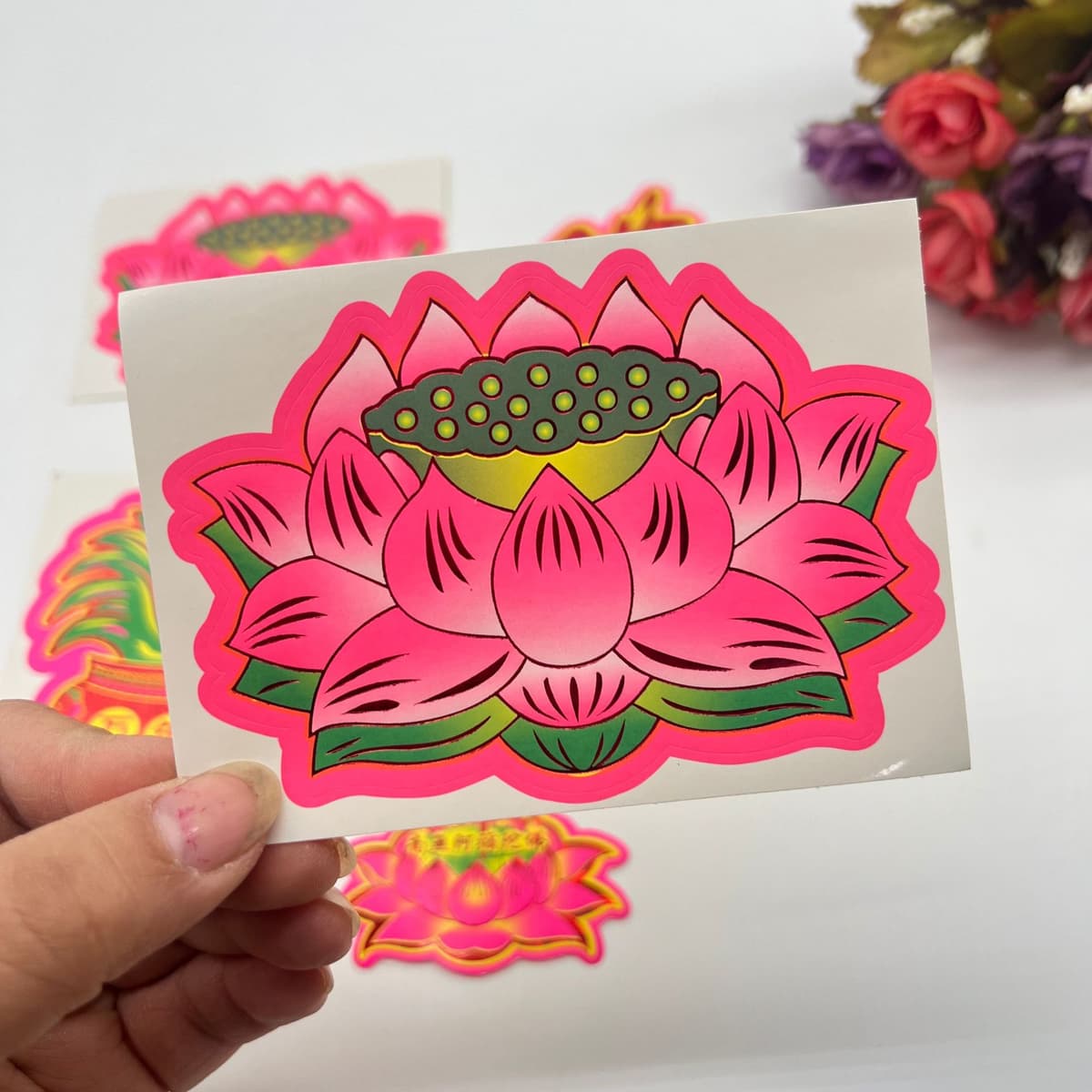 Lotus sticker-with glue (10* 7cm )