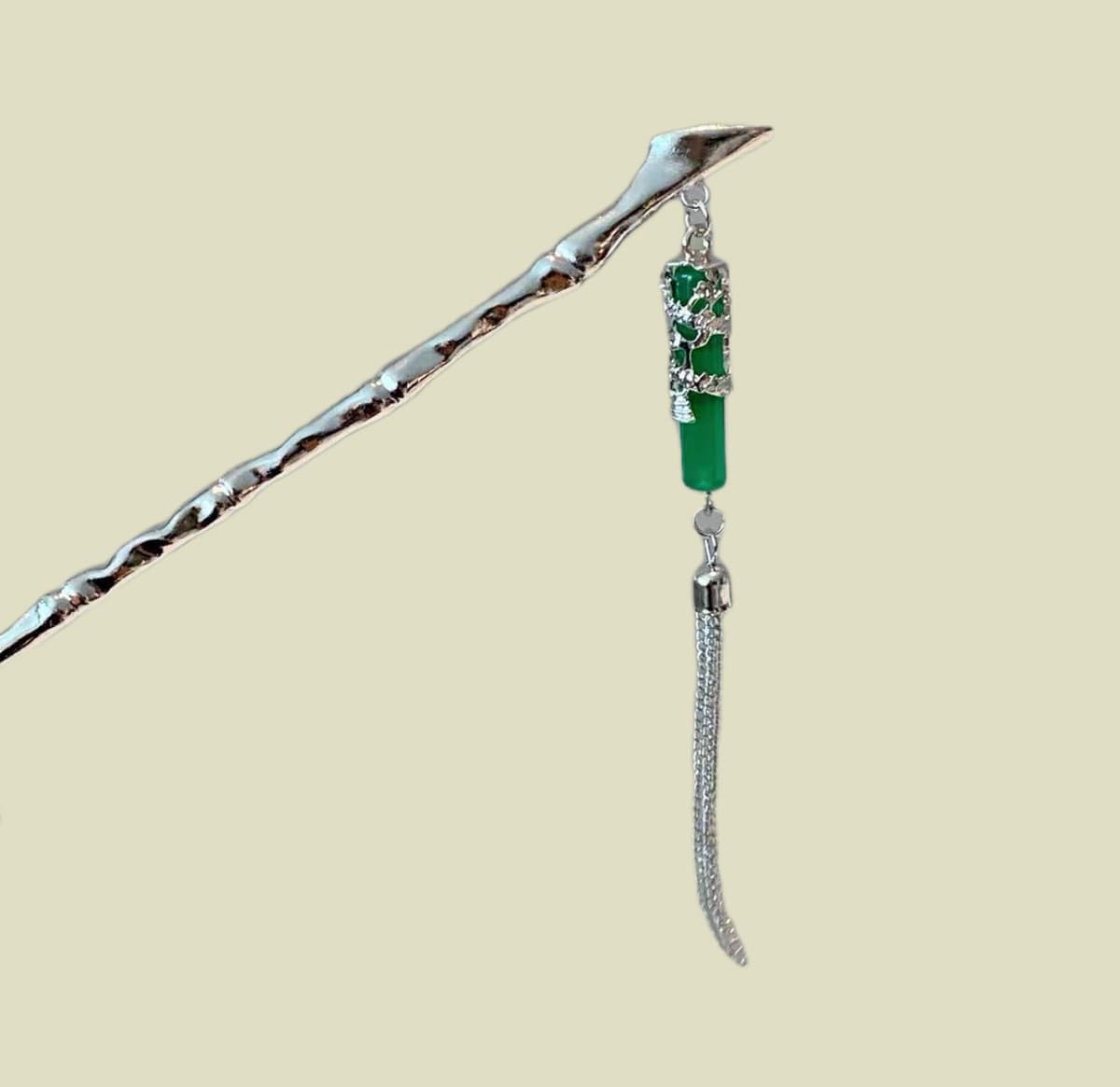 205# dark green long fringed hairpin
