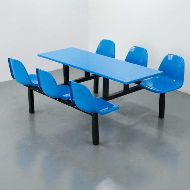 Fiberglass tabletop + iron bracket + backrest seat for 6 people