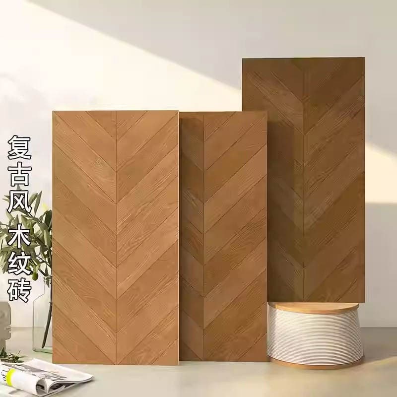 Balıq sümüyü ağac naxışlı plitələr, 600x1200, mat, sürüşməyən, krem rəngli, orta əsr üslubunda, qonaq otağı və yataq otağı üçün. 5