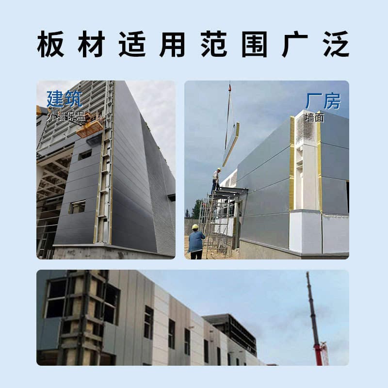 Factory Direct Sales Polyurethane Edge-Sealed Rock Wool Composite Board Fireproof Waterproof Insulation Exterior Wall Sandwich Panel 4