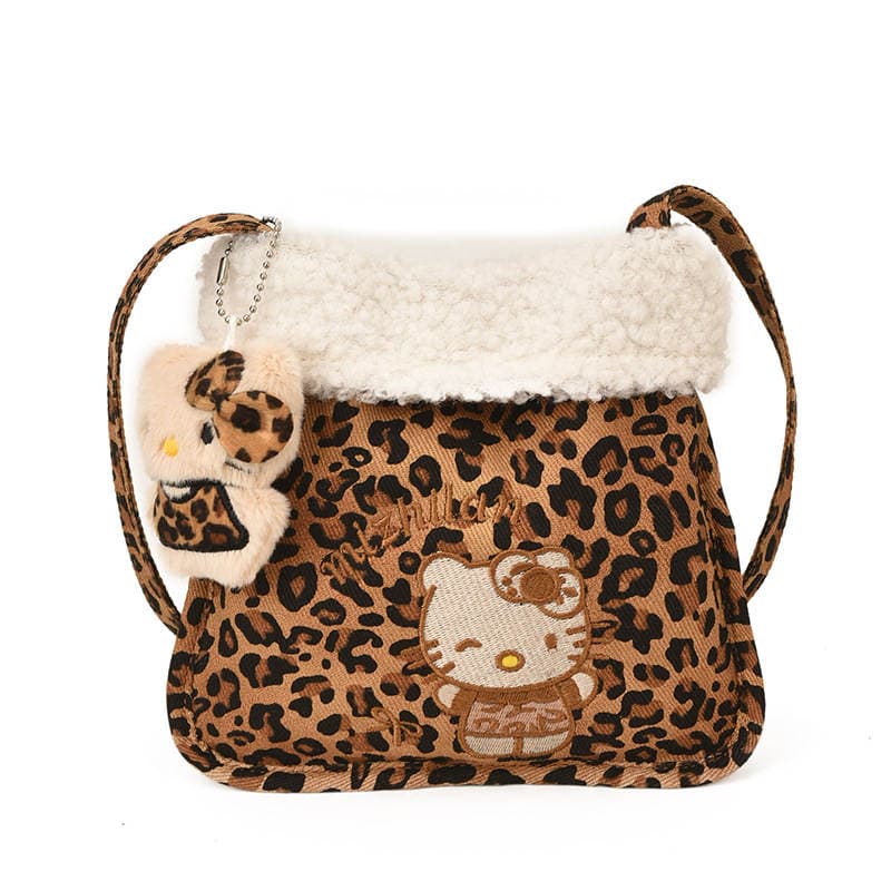 Dəbli yumşaq leopard printli mini uşaq çarpaz çantası, uniseks çiyin çantası 5
