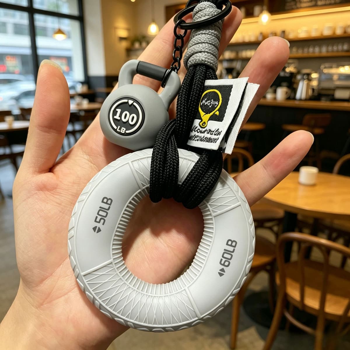 Gray grip ring + buckle cloth label lanyard + gray kettlebell
