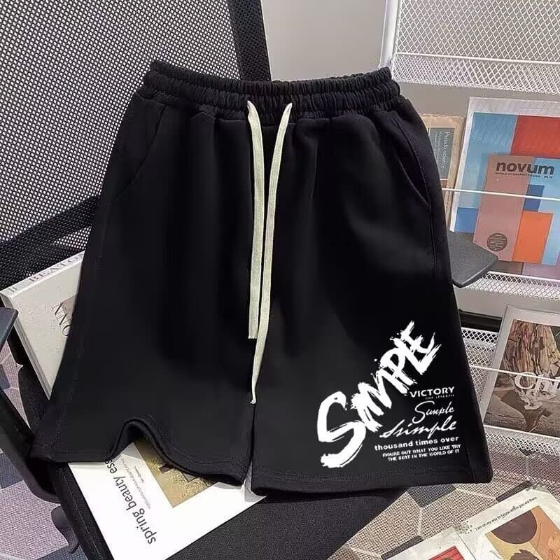 Sm lettered hemp rope shorts black