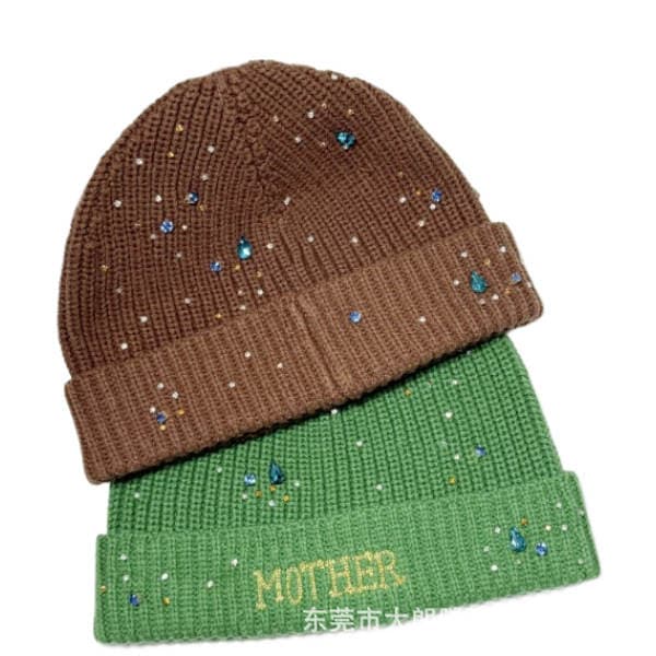 European and American Autumn and Winter Knitted Hats for Men and Women with Custom Logo, Jacquard Embroidery, and Beadwork 5