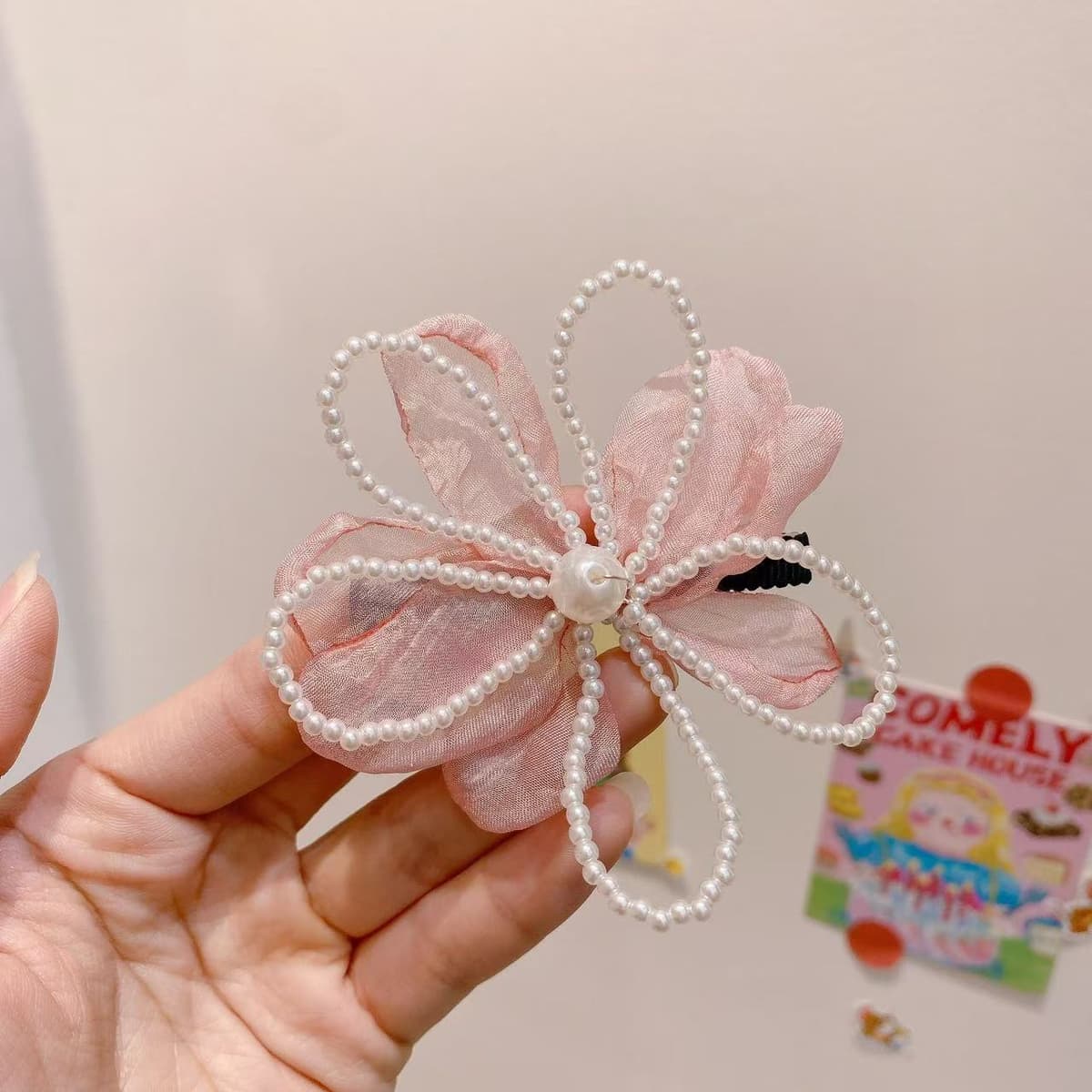 5086 irregular flower hairpin-pink