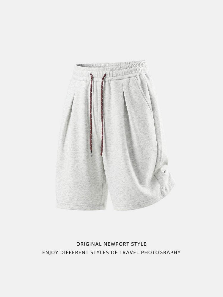 Men's Summer Sports Shorts with Color-Blocking Drawstring, Pleated Retro Style, Breathable Loose Casual Five-Point Pants 5