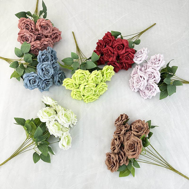 Artificial Rose Flower with 9 Heads, Diamond Rose, Artificial Flower, Rose Wall Waterfall, Fake Flower, Silk Flower Bouquet, Wedding Ceremony Hall 3
