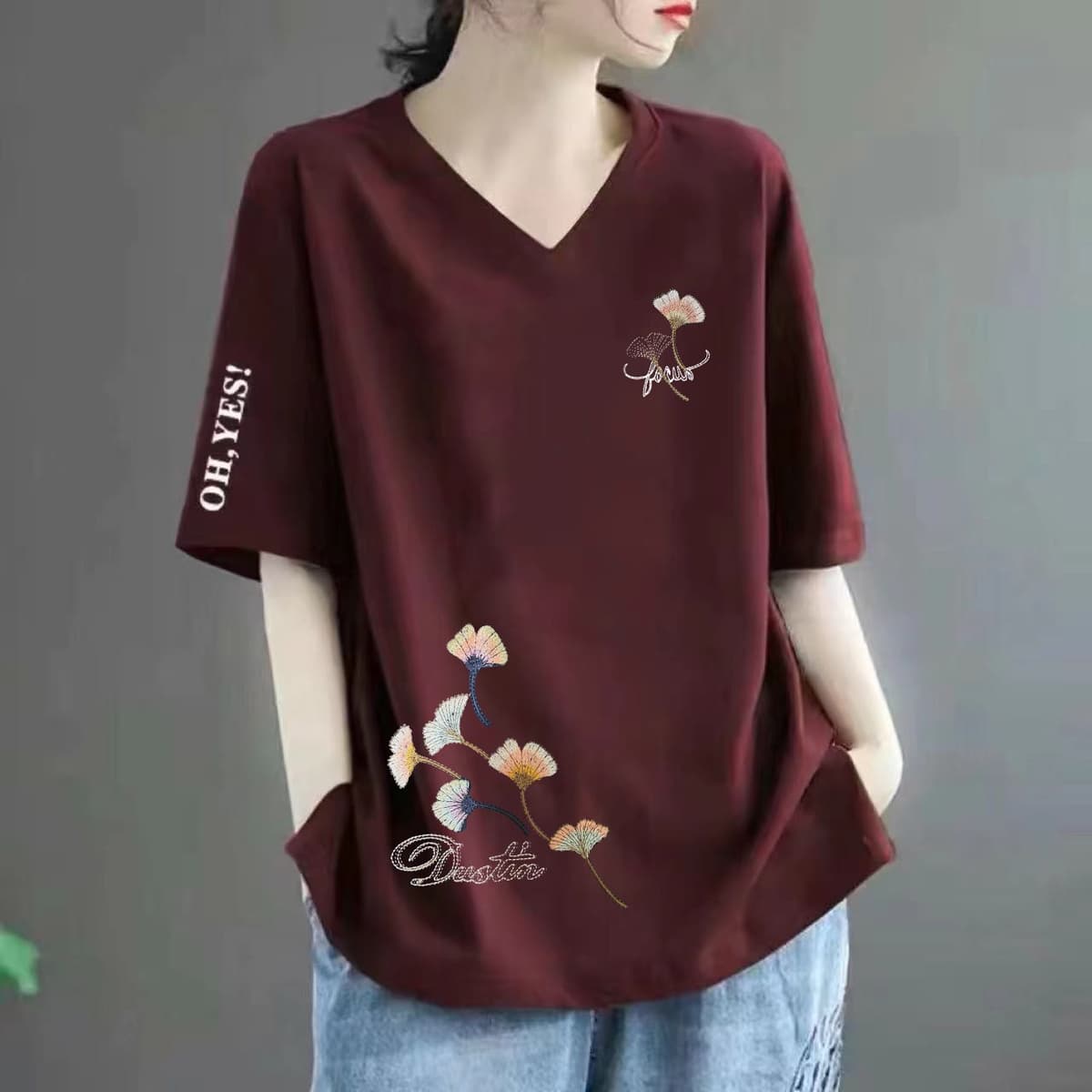 49 wine red [upper and lower ginkgo leaves]