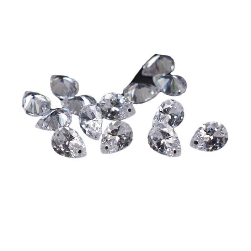 Single Hole Drop Shaped Zircon Bare Stone Wholesale White Gem Pear Shaped Diy Earrings Punch CZ Drill 5