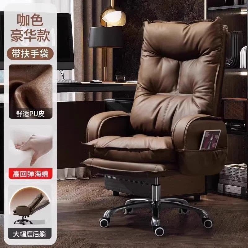 Brown color - nano leather [foreign trade sponge does not collapse after sitting for a long time] x side pockets