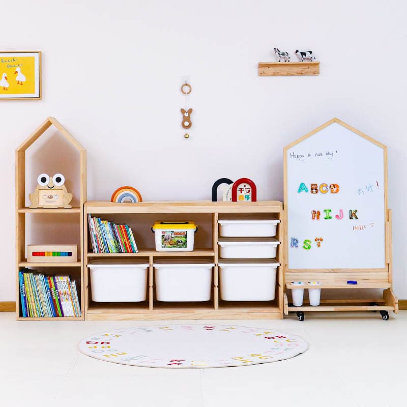 Children's Toy Solid Wood Storage Cabinet Multi-functional Snack Picture Book Drawer Cabinet Floor Multi-layer Sorting Storage Cabinet 2