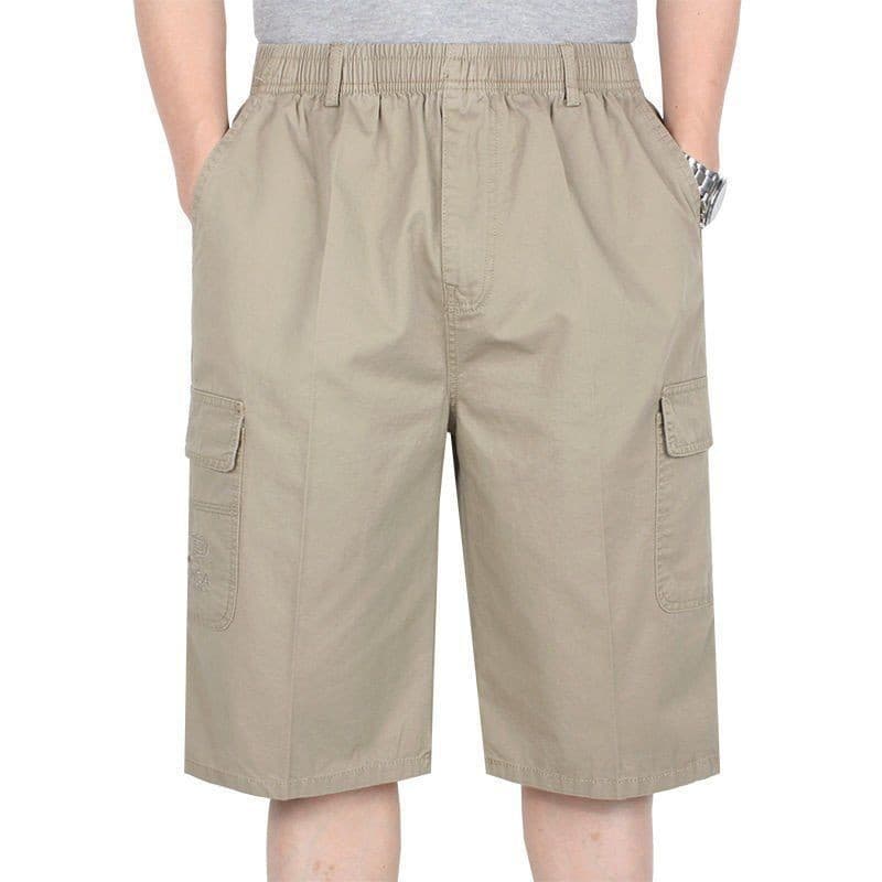 Cropped Cotton Pants (Khaki)