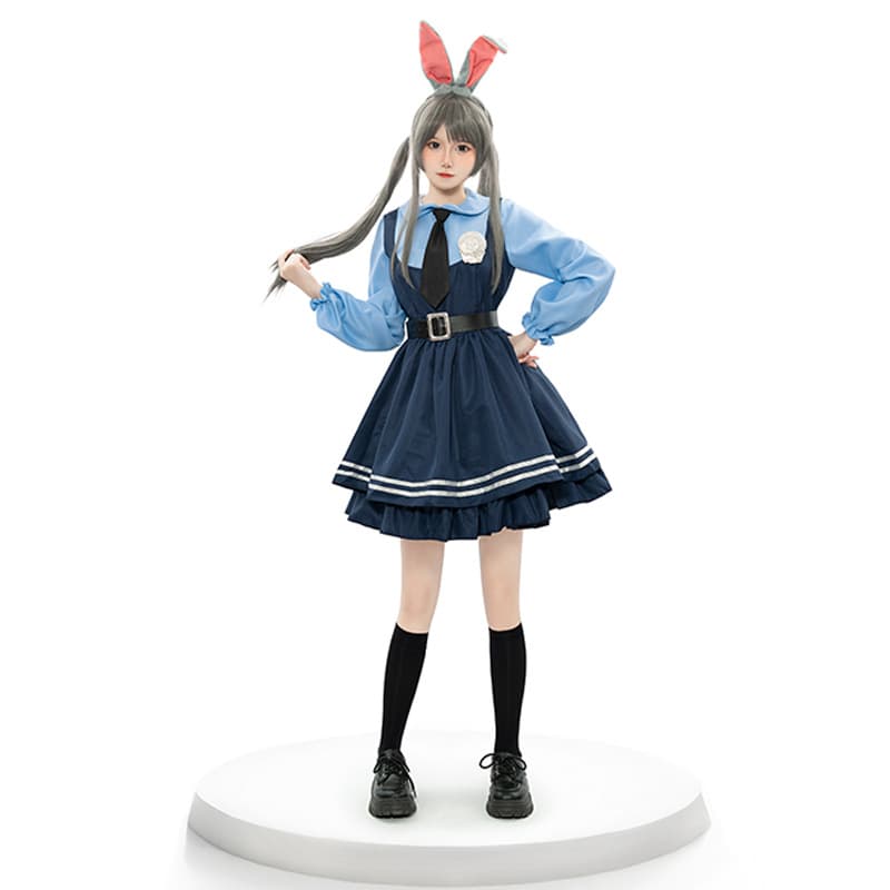 2046 judy long sleeve adult [skirt + tie + belt + badge + headgear]