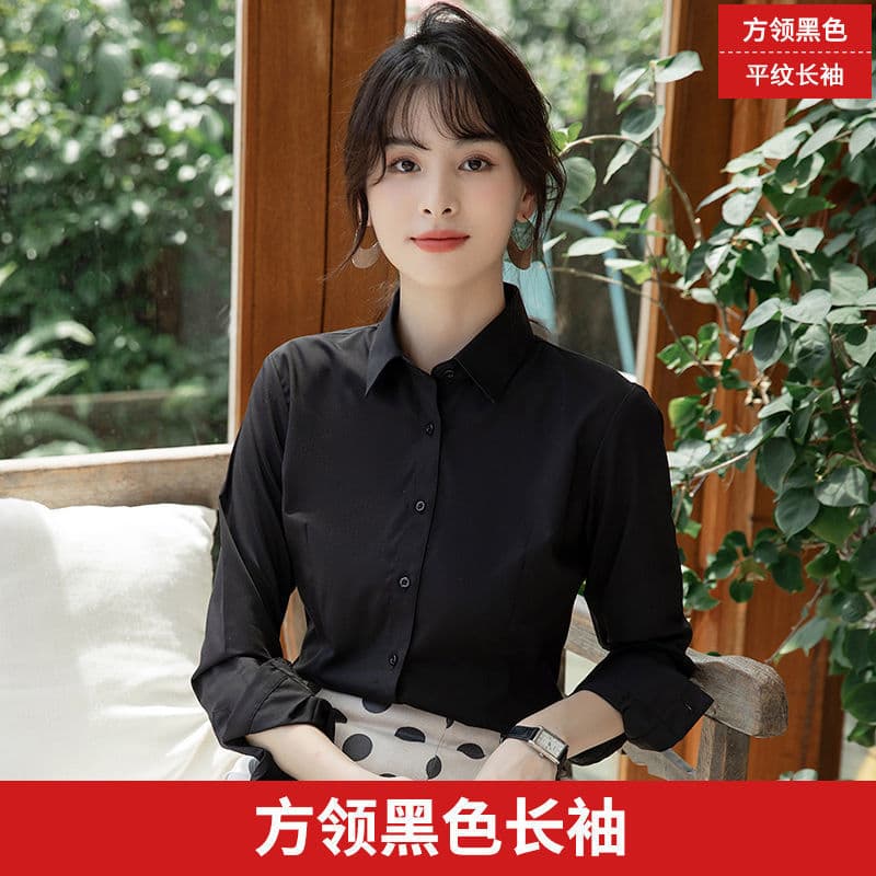 [square collar black] long sleeves