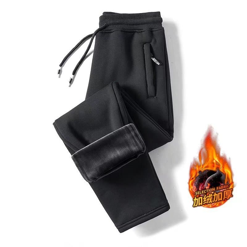Straight leg double zipper fleece-lined - black