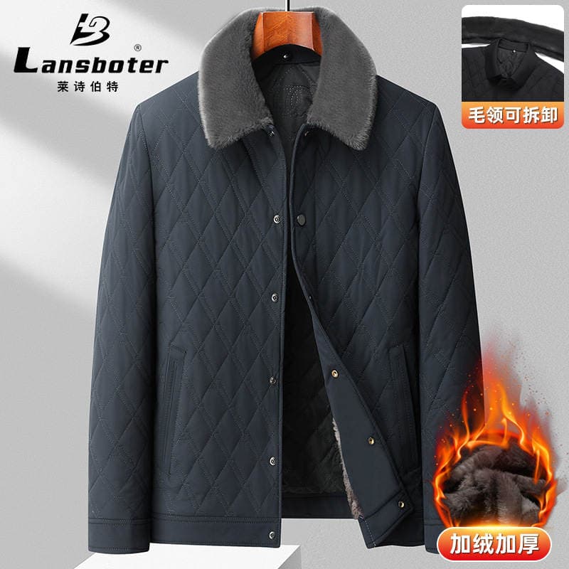 Laishibert kişilər üçün payız-qış yaxa yaxalı, qalınlaşdırılmış, yun astarlı, isti pambıq gödəkçə (orta yaşlılar üçün) 3