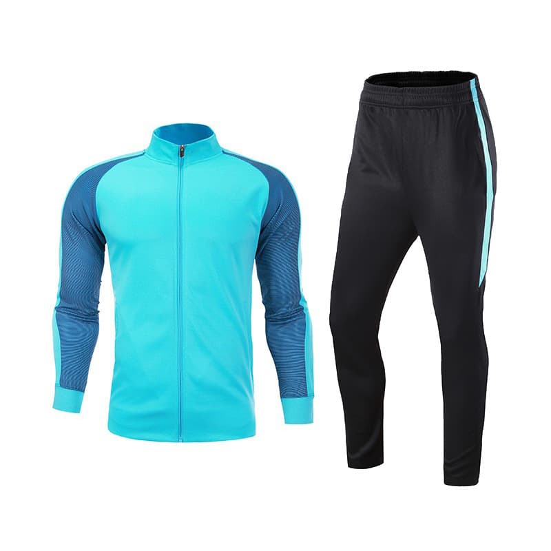 Medium blue top + black with medium blue trousers (no children's style)