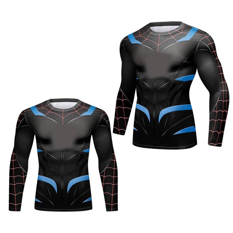 Kişi üçün idman uzunqol t-shirt, sıx, elastik, nəfəs alan, təri udan, qaçış və məşq üçün 3