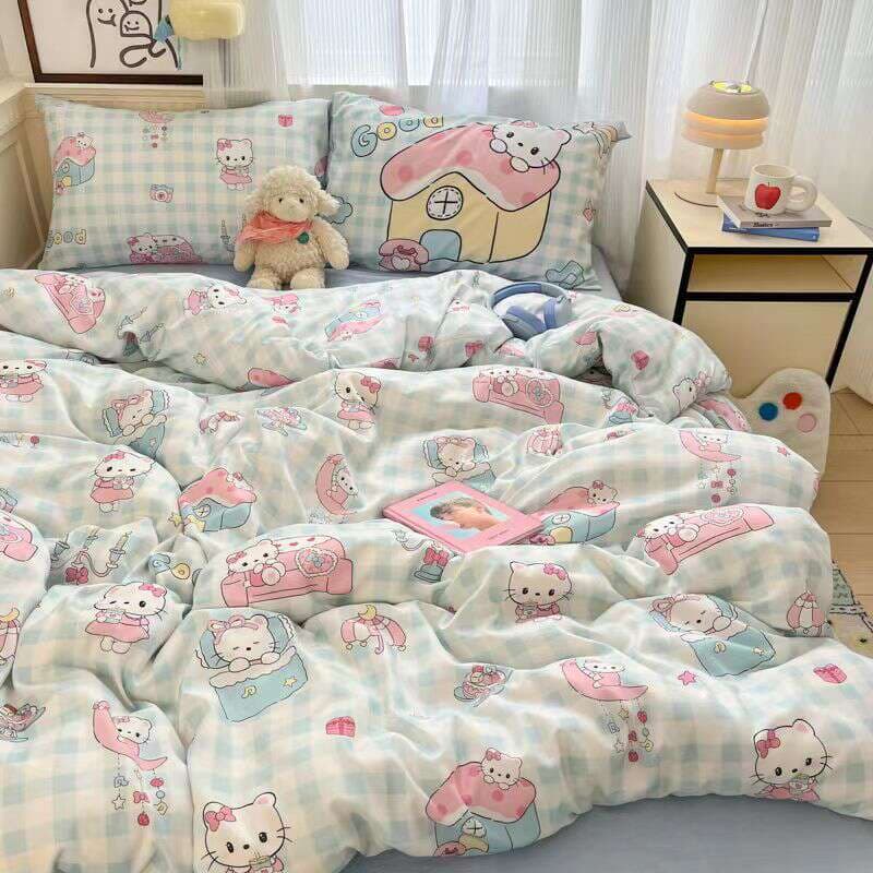 Pink Polka Dot Bedding Set, Student Dormitory Three-Piece Set, Four-Piece Set, Skin-Friendly Washed Cotton Four-Piece Set 3
