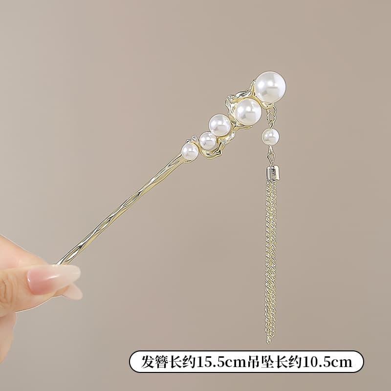 Large and small five-bead hairpin-gold