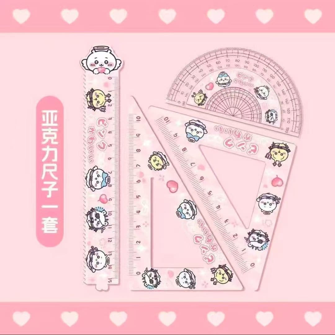 Pink angel white ji yi set of rulers