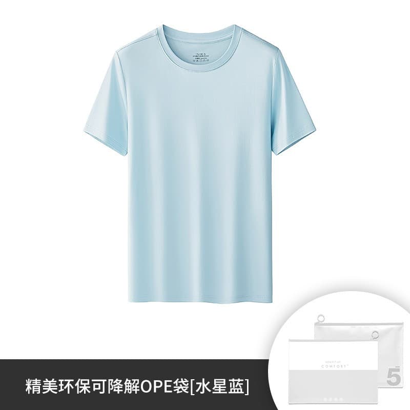 Round neck-Mercury Blue
