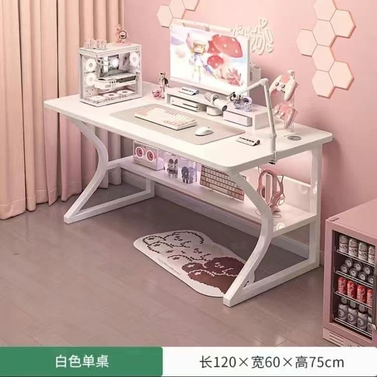 [c-shaped shelf + thickened desktop] 120cm cloud white