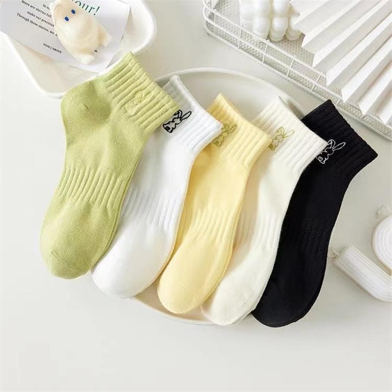 Women's boat socks fruit green bunny (10 pairs/pack 5 colors mixed)