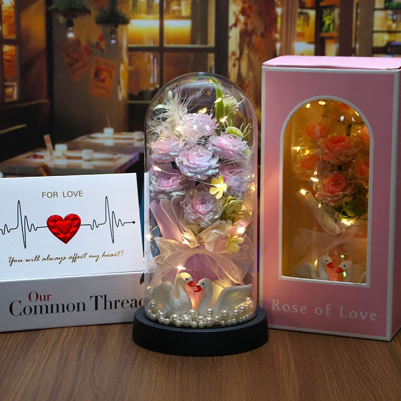 [lighting night light-light purple gradient rose bouquet]