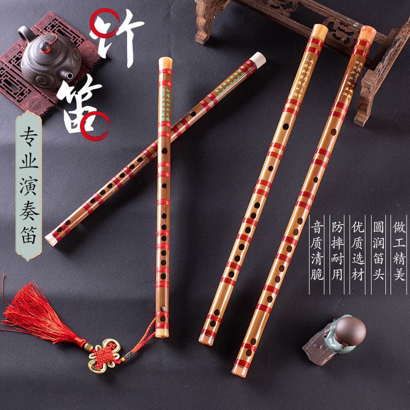 Wholesale single-section flute carved poems C/D/E/F/G/A/drop E tune A cross-section bamboo flute playing national musical instruments 1