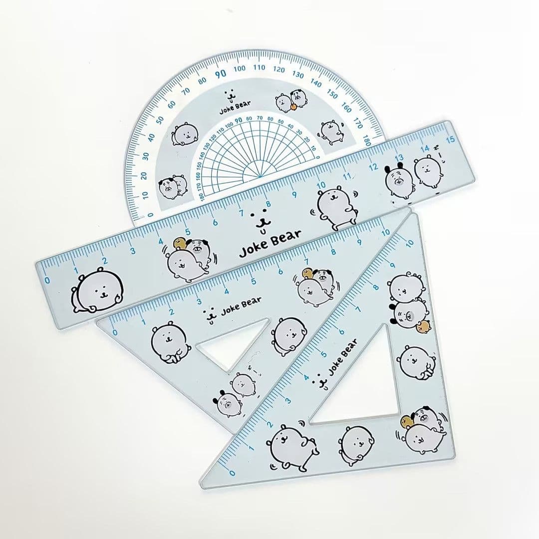 Blue self-deprecating bear translucent ruler set