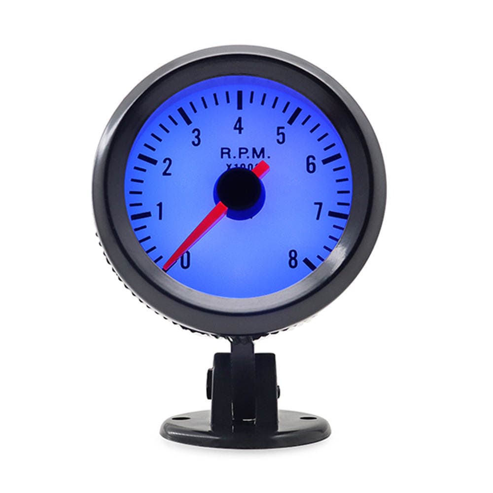 Cross-border hot 2-inch 52mm blue light black circle car tachometer 0-8000rpm suitable for 1-8 cylinder 2
