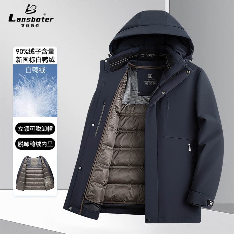 High-End Graphene Lining Men's New Winter down Jacket with Removable Inner Lining, Thickened and Warm, Dad-Style Coat 4