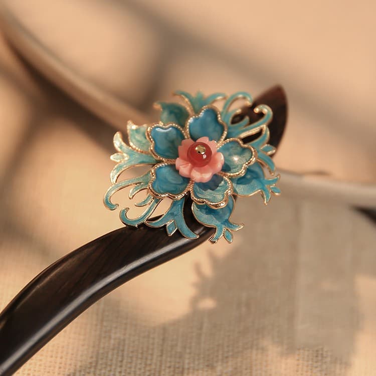 Fengqiaki blue hairpin [natural ebony]