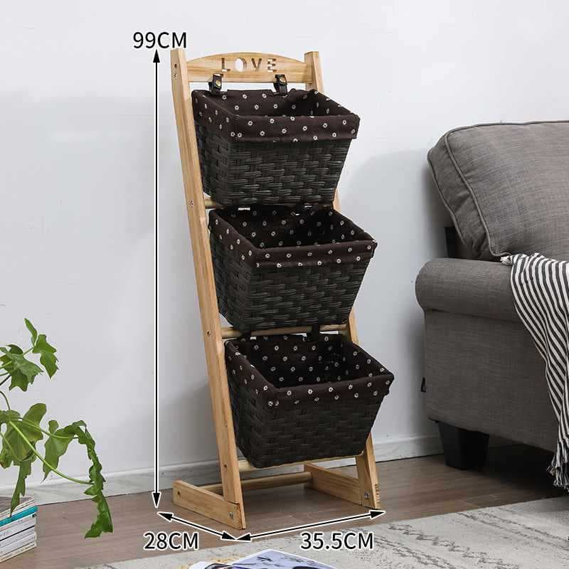 Brown leather basket + light burning rod single row three layers