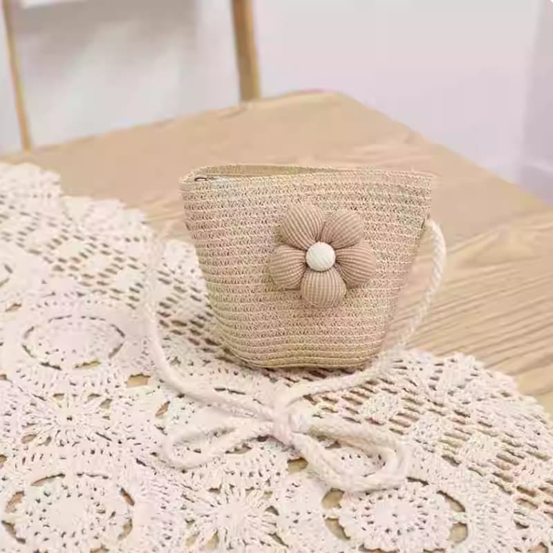 Bag with floral pattern in khaki color