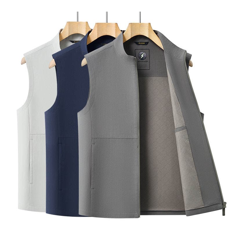 Autumn and Winter New Men's Casual Vest with Stand Collar, Pure Cotton, Slim Fit, Sleeveless Jacket for Young and Middle-Aged Men, Available for Wholesale 4