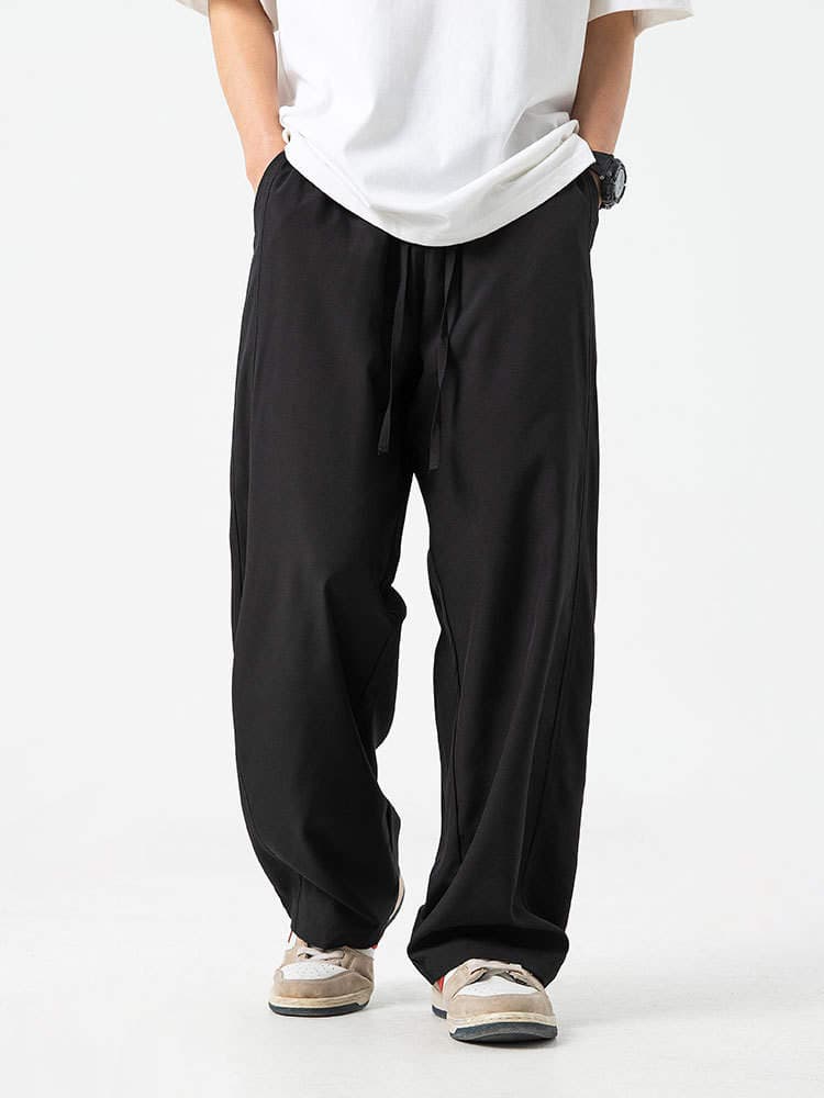 Cool feeling Ice Silk casual pants men's summer lightweight pants loose straight solid color basic all-match Non-wrinkle trousers 3